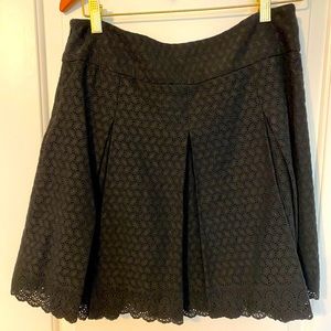 Eyelet detail black A-line skirt